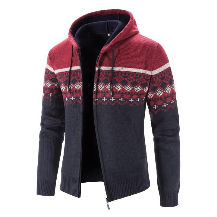 Herren-Strick-Hoodie mit vollem Reißverschluss
