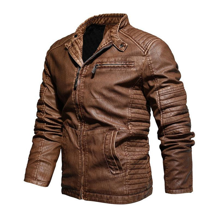 Vintage-Motorradjacke mit mehreren Taschen für Herren