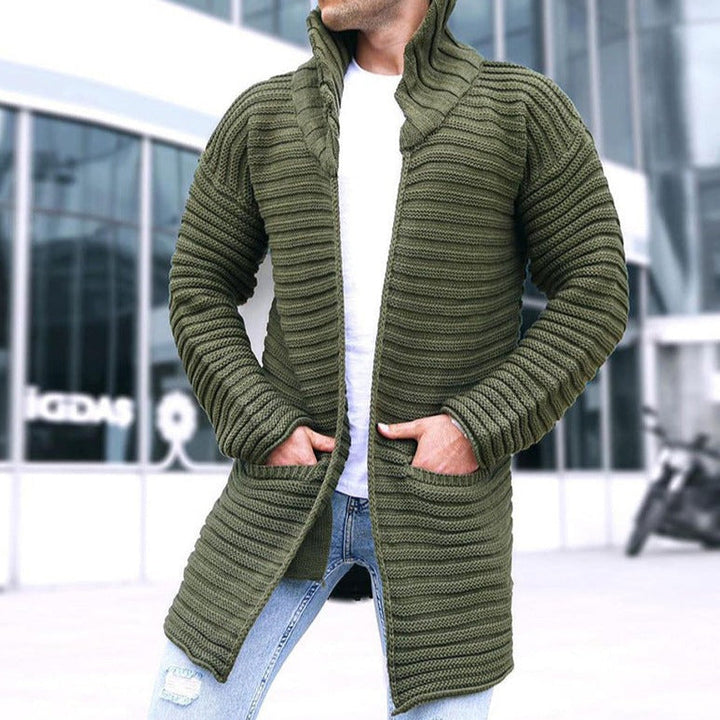 Herren-Strickjacke mit Kapuze und Fronttaschen