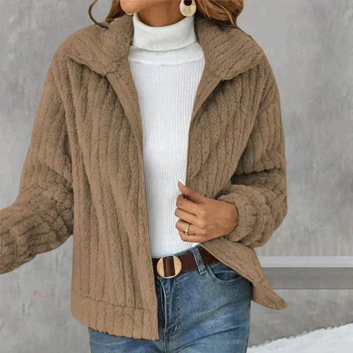 Plüsch-Strickjacke für Damen